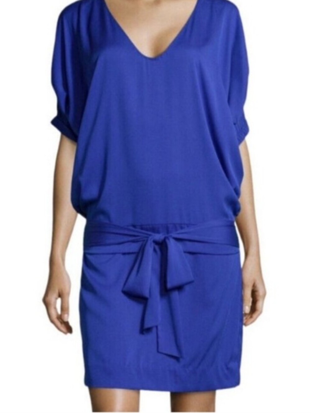 Diane Von Furstenberg Edna Silk Blend Mini Dress Royal Blue